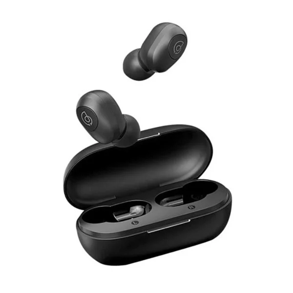 Auriculares inalámbricos Haylou gt2s color negro sobre fondo blanco